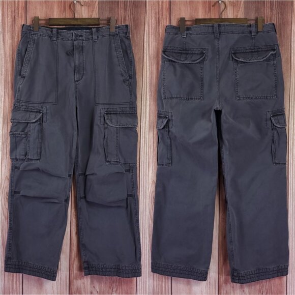 *READ* Abercrombie & Fitch Baggy Pants Mens Size 34X29(30) Cargo Utility Gray - Picture 1 of 15